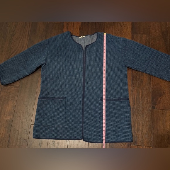 Eileen Fisher Navy Blue Textured Oversized Blazer large Pockets SZ Large NWOT - Picture 6 of 9